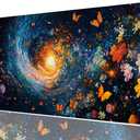 Butterfly Gaming Mousepad Space Galaxy Swirl Starry Sky Mouse Pad Large Mousepad Laptop Keyboard Mat Non-Slip Rubber Base Keyboard Desk Pad for Home Office Study Game 31.5x11.8