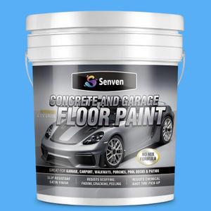 Acrylic Concrete & Garage Floor Paint 5 Gallon Blue 900-1100 sq.ft Interior/Exterior Concrete Paint for Basement Floors, Porch, Driveways Concrete Coating Semi Gloss, 640 Fl Oz