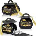 Spakon Graduation Cap Gift Box Graduation Party Favors Candy Boxes Treat Box with Tassel Table Centerpieces Class of 2025 Grad Decorations(Black, Gold)