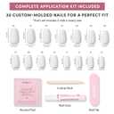 Glamnetic Press On Nails - Medium Coffin Fake Nails, Milky White Nails, Oat Milk | 15 Sizes - 30 Nail Kit with Glue | Gift for Mom