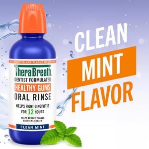 TheraBreath Healthy Gums Mouthwash Clean Mint, Antigingivitis, Dentist Formulated, 16 Fl Oz (1 Pack) TheraBreath Healthy Gums Mouthwash Clean Mint, Antigingivitis, Dentist Formulated, 16 Fl Oz (1 Pack)