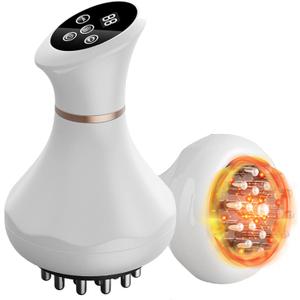 Handheld Electric Lymphatic Drainage Massager: Body Sculpting Machine and Anti Cellulite Massage Tool with Microcurrent Red Light Heat & Vibration for Stretch Marks (White-d1)