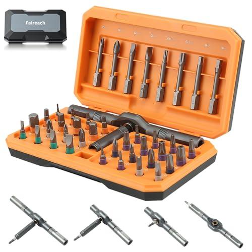 Faireach 42 in 1 Magnetic Screwdriver Set, DIY Ratchet Screwdriver Set, Multi Bit Magnetic Drive Set with Detachable Ratchet Handle, Portable Compact Repair Tool Kit for Furniture Computer Bicycle