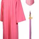 GraduationMall Matte Graduation Gown Cap Tassel Set 2025 for High School and Bachelor (39, Pink)