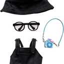 Doll Clothes 15cm 17cm Black Outfits Cute Black Hat Exquisite Clothes Camera Accessories Compatible(NO Doll)