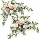 Ling's moment 2PCS Blush Cream Artificial Floral Swags Wedding Arch Flowers Rose Garland Centerpieces Greenery Arrangements for Sweetheart/Head Table Easel Wall Entryway Board Backdrop