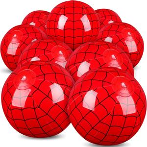 12 Pack Spider Web Themed Beach Ball for Kids 7.87" Bulk for Summer Pool and Beach Game Gifts Blue and Red Spider Web Birthday Party Supplies End of The Year Class Party Decorations Favor
