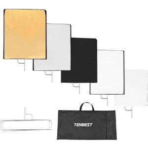 Photography Light Reflector Flag Kit, 30x35inches/75x90cm, 4-in-1 Gold/Silver/Black/White Diffuser and Translucent Diffuser, Foldable Stainless Steel Frame