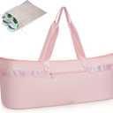 Large Yoga Mat Tote Bag for Women with Holder Strap,Pilates Gym Tote Bag with Shoes Bag & Wet Pocket (Pink)