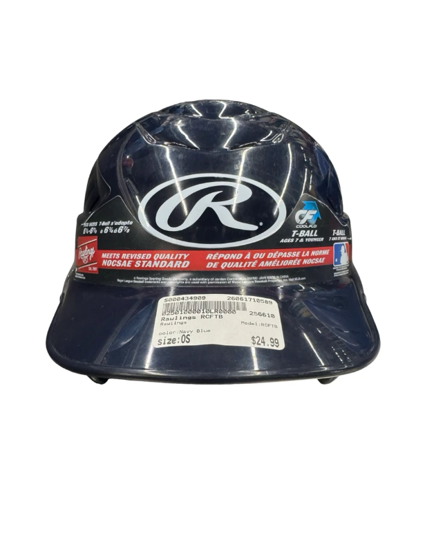 Used Rawlings RCFTB Batting Helmet No Mask Navy Blue |  Fit Size: 6.5" - 7.5"