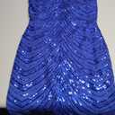 ODIZLI Women's Spaghetti Straps Sparkly Sequins Bodycon Mini Dress Party Nightclub Homecoming Dresses (Blue, XS)