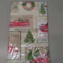 Newbridge Yuletide Christmas Tree Farm Red Barn Truck Vinyl Flannel Back Tablecloth, 70 Inch Round, Nostalgic Holiday Wipe Clean Easy Care Table Cover