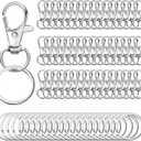 100PCS Swivel Snap Hooks with Key Rings, 50Pcs Key Chain Clip Hooks and 50Pcs Key Rings, Lanyard Lobster Claw Clasps for Keychains Jewelry Art Crafts