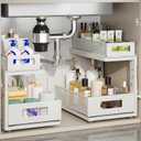 2 Pack Under Sink Organizer With Next-Gen Ball-Bearing Slides,2-Tier Pull Out Cabinet Storage,Height Adjustable Drawer Shelf for Bathroom,Kitchen,Laundry,Cabinet,Pantry(Patent Pending) (2 Pack-15.74"Dx12.8"-16.9"H, White)