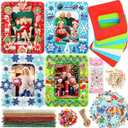 SANNIX 445 Pcs Christmas Picture Frame Craft Kit for Kids Include Foam Photo Frames Xmas Foam Stickers Snowflake Winter Crafts for DIY Christmas Ornaments Party Favor Home Classroom (Red Green White Blue)
