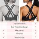 Yvette Sports Bra High Impact Adjustable Criss Cross Back, Full Support for Large Bust No Bounce (Black, XXL)
