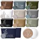 Reginary 20 Set Christian Gifts for Women Bulk 20 Religious Canvas Makeup Bags 20 Bible Verse Compact Mirrors Inspirational Church Valentines Goodie Bag for Mom Sister(Neutral Colors,Aesthetic Style)