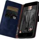 SUANPOT for iPhone 7 Plus/8 Plus 5.5"(Non iPhone 7/8 4.7") with RFID Blocking Leather Wallet case Credit Card Holder,Flip Book Phone case Shockproof Cover Women Men for Apple 7 Plus/8 Plus case Blue