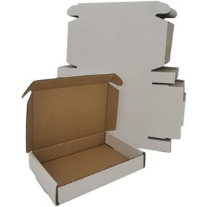 6x4x1'' Small Shipping Boxes 25 Pack, White Corrugated Cardboard Literature Mailers, Mailing Packaging Supplies for Small Business (W641-25)