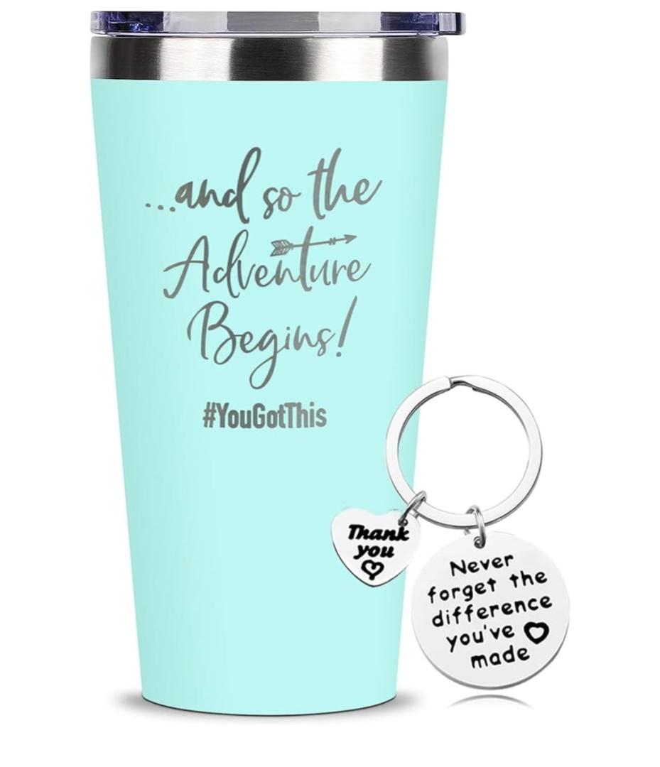 SHOW-YA Good Luck Gifts - Congratulations Gifts for Women,New Job Gift for Women,Farewell Going Away Gift for Friends Coworker,And So The Adventure Begins You Got This,16 OZ Tumbler