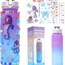 Gifts for Girls, Decorate Your Own Water Bottle Kits for Kids 4 5 6 7 8 9 10 Year Old Girl, Fun DIY Arts and Crafts Gift Toys for Kids Age 4-5-6-8-10-12, Birthday Graduation Gifts for Kid Girl Teens (Purple Blue)