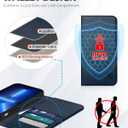 SHIELDON Case for iPhone 13 Pro 6.1", Genuine Leather Wallet Folio Case RFID Blocking Card Holder Kickstand Shock Absorbing Protection Cover Compatible with iPhone 13 Pro 5G - Navy Blue