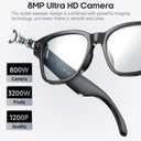 Yowow BIT AI Camera Smart Glasses for Men Women with 8MP, 4K Photo/1200P HD Video Recording, Translation, GPT Voice Assistant, AI Object Recognition, Hands-Free Music/Call,Long Battery Life