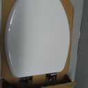 Mayfair Bennett Toilet Seat with Chrome Hinges, Slow Close Wood Seat, Secure Metal Hinges, Easy Install, Made in USA, Elongated, White