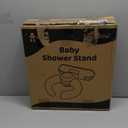 IvyWind Baby Shower Stand, Wall-Mounted Baby Bath Stand Support for 6-36 Months, Foldable Shower Standing Bath for Toddler, Easy to Install, Adjustable Height, Brown