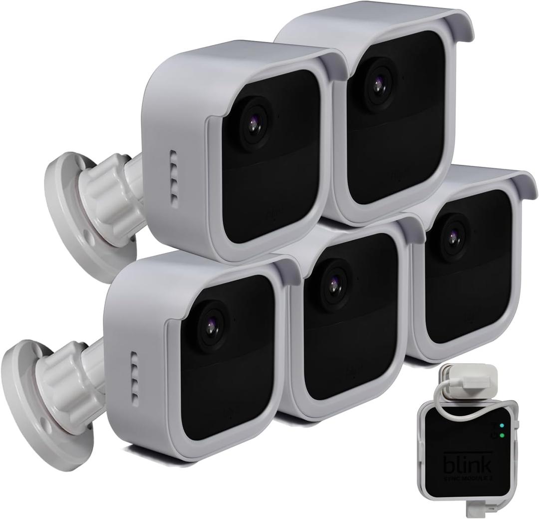 All New Blink Outdoor 4 Camera Wall Mount,Weatherproof Protective Housing with USB-C Charging Port & 360 Adjustable Mount.Sync Module 2 Mount for 4th Gen- Blink Cam Not Included(White 5 PCS)