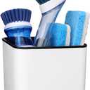 KeFanta Sink Caddy for Countertop, Sponge Holder for Kitchen Sink, Dish Sponge and Brush Holder, Plastic Dish Scrubber Organizer with Drain Pan, Black