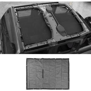 RT-TCZ Sunshade Mesh Top Cover Roof UV Sun Protection for Jeep Wrangler JLU & Gladiator JT 4 Door 2018-2025,Black