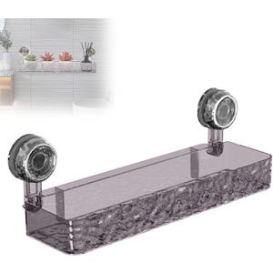 Corrugated Suction Cup Storage Holder,Movable Shower Shelf Suction Cup,Shower Caddy Large Capacity Bathroom Organizer,No-Drill Wall-Mounted Storage Shelf,Bathroom Organizers and Storages(Black)