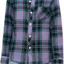Betusline Girls' Plaid Flannel Shirt, Kids Long Sleeve Button Button Shirts Tops, F Purple & Green, 8-9 Years= Tag 150