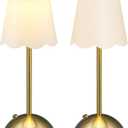 2 Pack Rechargeable Cordless Table Lamps 11.8 Inch Touch Battery Operated Gold Desk Lamps with 3 Color Dimmable for Bar Bedroom Living Room Dining