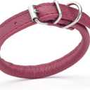 Dogline Soft and Padded Rolled Round Leather Collar for Dogs W1/4" - L8"-10", Pink (W1/4" L 8"-10")