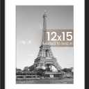 upsimples 12 x 15 Frame, Display Pictures 9x12 with Mat or 12x15 Without, Wall Hanging Photo Frame, Black, 1 Pack
