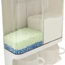 Laundry Detergent Dispenser, 3000ml 2 Grid Waterproof Dustproof Clear Booster Beads Dispenser, Wall Mounted Laundry Powder Container with 2 Cups Suitable for Beads, Stain Remover Powder