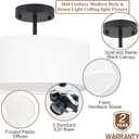 Bargeni Semi Flush Mount Ceiling Light,13 inch Modern 3-Light Ceiling Light Fixture,Black Semi Flush Mount Light Fixture,Flush Mount Lighting for Bedroom,Dinning Room and Hallway