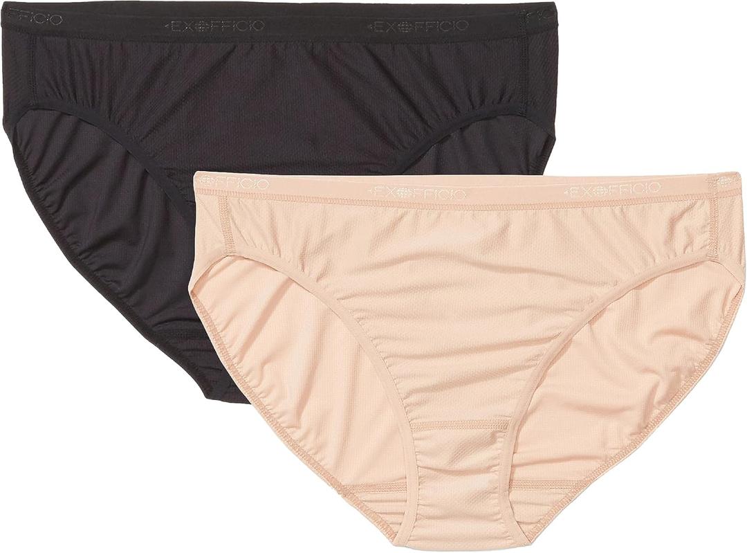 ExOfficio Women's Give-N-Go 2.0 Bikini Cut Brief 2-Pack - Breathable Durable Easy Care Travel Underwear (Large, Black/Buff)