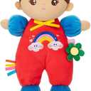 OUOZZZ Soft Baby Doll 10" - Hispanic First Birthday Toys for 1 Year Old Girl, Ideal 1 Year Old Girl Gifts & Baby Girl Gifts, Snuggle Buddy for Infants Brown Skin