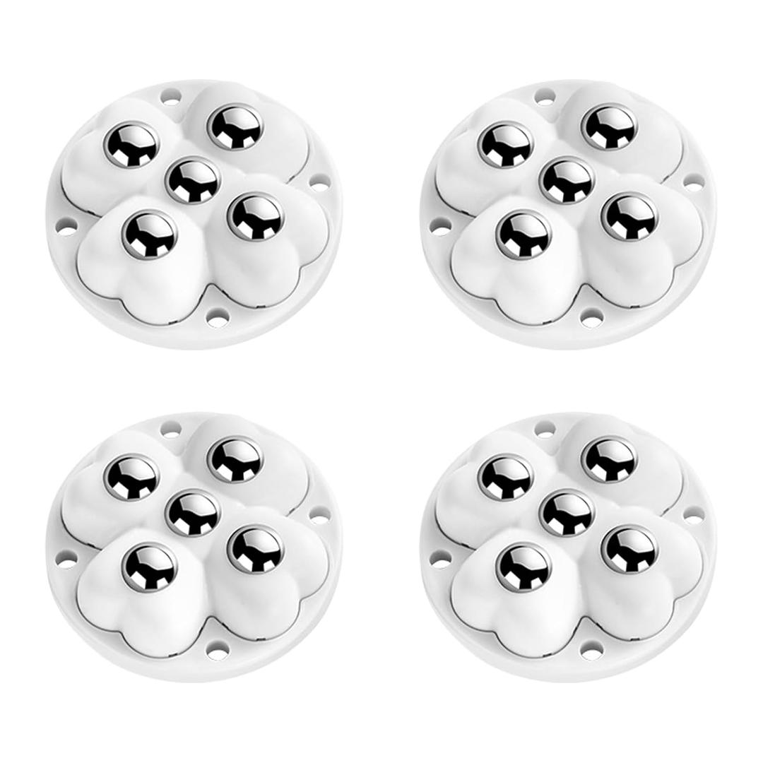 Self Adhesive Caster Wheels, 360° Swivel Stainless Steel Rollers,Low Profile Rollers for Kitchen Appliances (Coffee Maker, Blender), Furniture, Storage Bins, Trash Can (White-4 pcs)