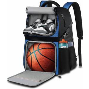 LOINTET Basketball Bag Backpack with Ball Holder Shoes Compartment, Large Basketball Accessories Sports Bag (Blue)