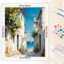Travel Paint by Numbers Kit for Adults - DIY Coastal Village with Lemons and Sailboat Painting on Rolled Canvas 16x20In, Acrylic Paint Set, Suitable for Beginners, Art for Home Decoration or Gifts