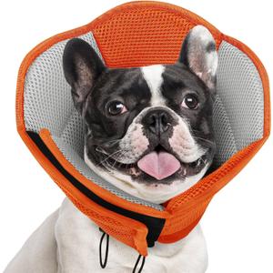 AOFITEE Dog Cone- Adjustable Cone for Dogs After Surgery, Breathable Soft Cone Dog Collar to Prevent Licking Wounds, Pet Elizabethan Collar for Small Dogs, Orange S