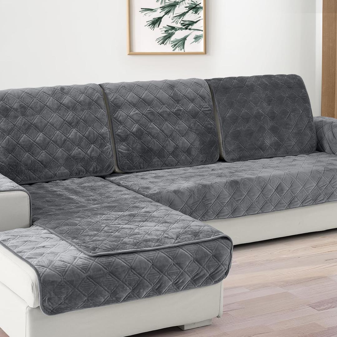 Deep Dream Couch Cover, Sectional Couch Covers, Sofa Covers for 3 Cushion Couch, Couch Cover for Dogs Pets Kids Recliner Loveseat L Shaped, Anti-Slip Sofa Covers 36 x 94 Inch- Dark Grey(Only 1 Piece)