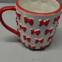 Vesici Christmas Mugs Red Ceramic Cute Bow Coffee Mug with Handle 14 oz Festive Drinkware for Coffee, Tea, Hot and Cold Beverages Xmas Stocking Stuffer Gift Ideas for Women