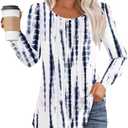 LOVESHOOT Womens Long Sleeve Blouse Fall Dressy Casual Pleated Crew Neck Shirts Floral Bohemian Tunic Tops (XL)