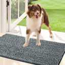 Bedsure Dog Door Mat for Muddy Paws, High-Low Absorbent Chenille Indoor Entrance Mud Dirt Trapper Soak-Stopper, Machine Washable Non-Slip Entryway Rug for Pets, 35"x24"  (Speckled Gray)