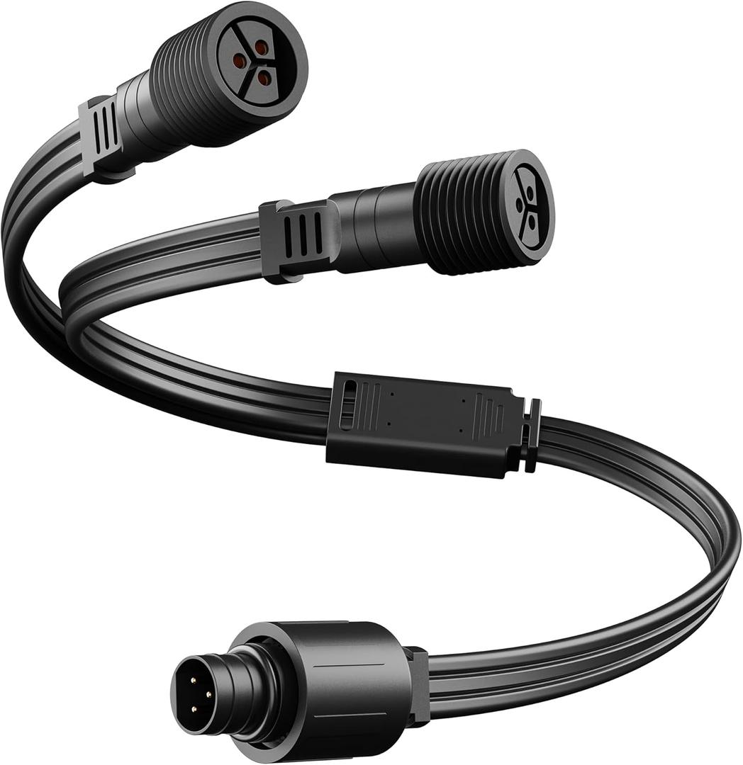 Y-Splitter for eufy Permanent Outdoor Lights E22 & S4, Linkind HP5, Y-Shaped Extension Cable for eufy T8L02 & T8L04, IP65 Waterproof, Ideal for Holiday Decorations, 1 Male to 2 Female, Black